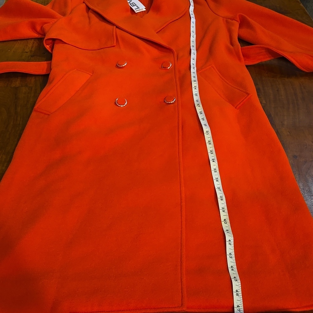 NWT LBV Double Faced Longline Coat In Flame Reddish Orange Size Large - Picture 11 of 14